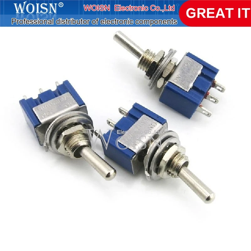 10 יח'\חבילה מתג MTS-102 (3 רגליים, 2 הילוכים) מתג נדנדה יחיד