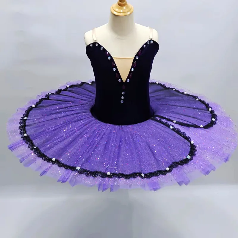 

2026 детское балетное платье, женское платье-пачка, фиолетовые костюмы для выступлений, танцевальное представление «Лебединое озеро»