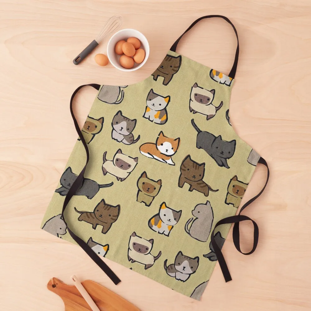 

Cats on Beige Biscuit Apron men Kitchen Utensils Apron