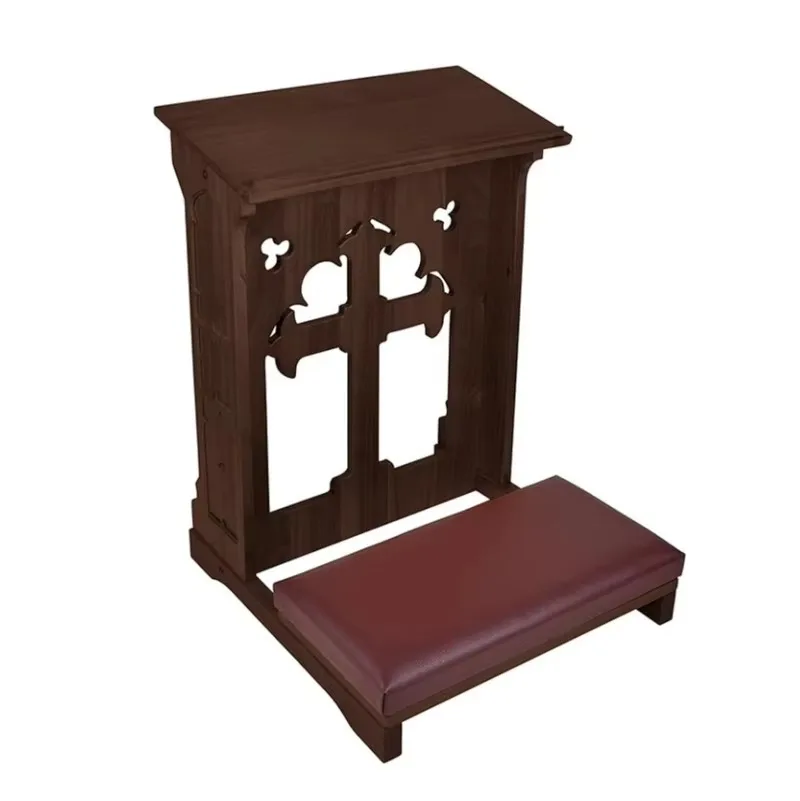 

【Best-selling】Solid Wood Cross Design Religious Prayer Kneeler Wooden Table Church Kneeler Bench