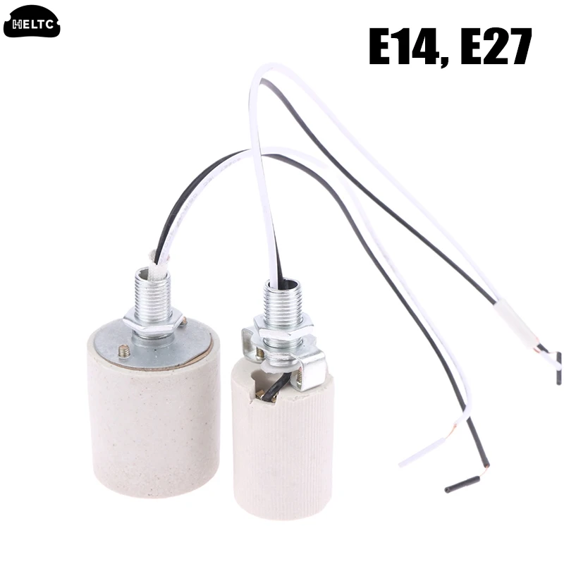 E14/E27 Ceramic Screw Lamp Holder LED Light Heat Resistant Adapter Home Use Round Socket For Bulb Base With Cable