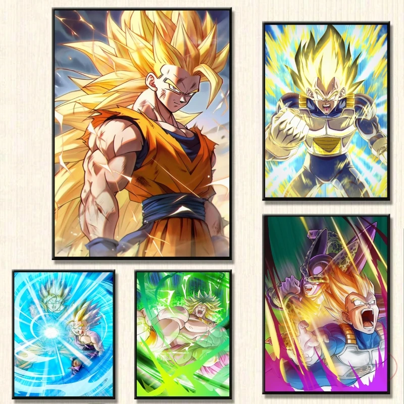 

Dragon Ball Battle Scene Wall Paintings Super Saiyan Goku Vegeta Characters Images Adding A Passionate Anime Atmosphere To Room