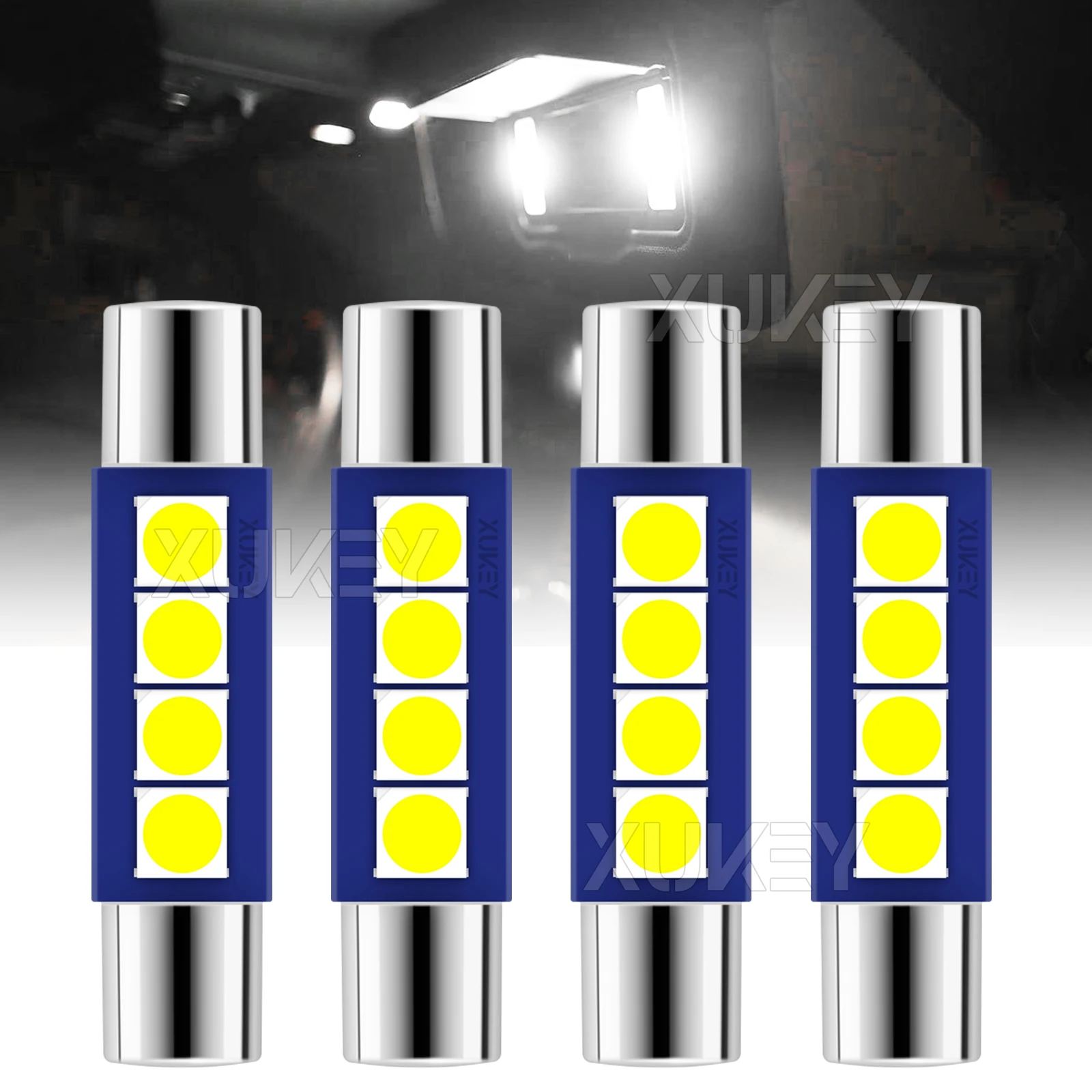 DE3175 LED Bulb 6000K White Bright LED Festoon 28mm 29mm 4-SMD 3030-Chips For Interior Lights Sun Visor DE3022 3175 3022 6614F