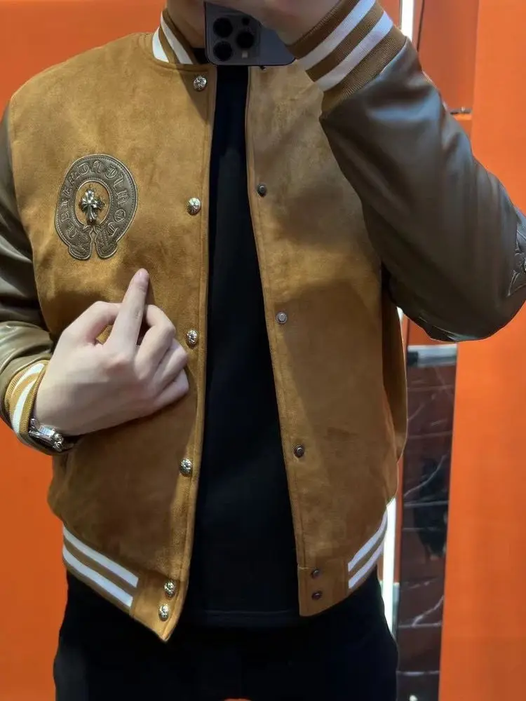 

2025 New American Retro Cross Pattern Men's Jaet Premium Lightweight Versatile Patchwork Outerwear Top Antibacterial