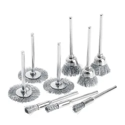 9Pcs Mini Steel Wire Brush Drill Rotary Tool Cleaning Brush Wheel Metal Rust Removal Polishing Disc