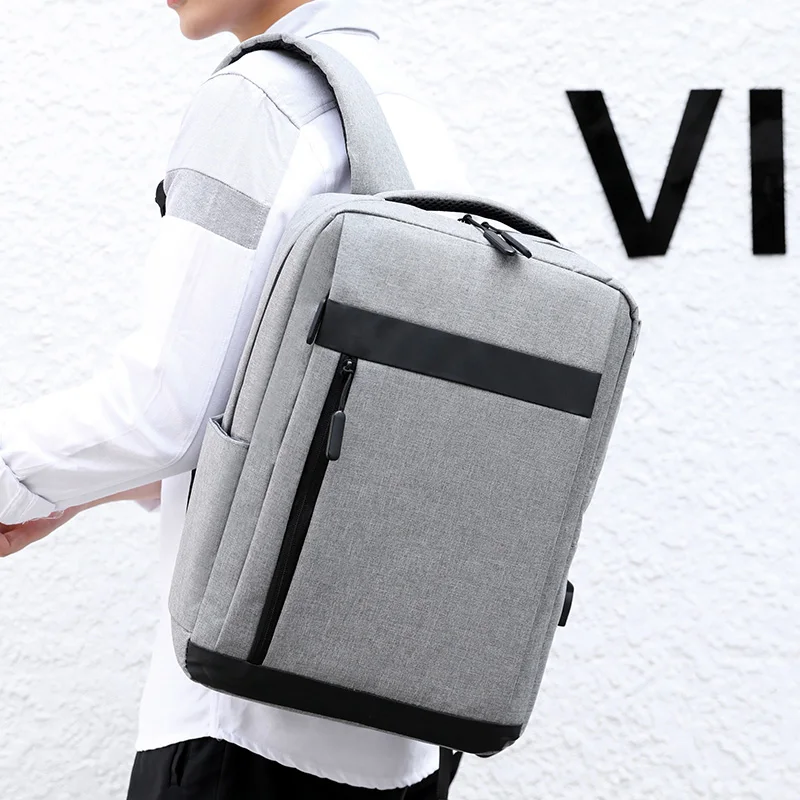 Modischer multifunktionaler Rucksack, Reißverschluss, Business-Computerrucksack für Herren, USB-Laderucksack, lässiger Rucksack