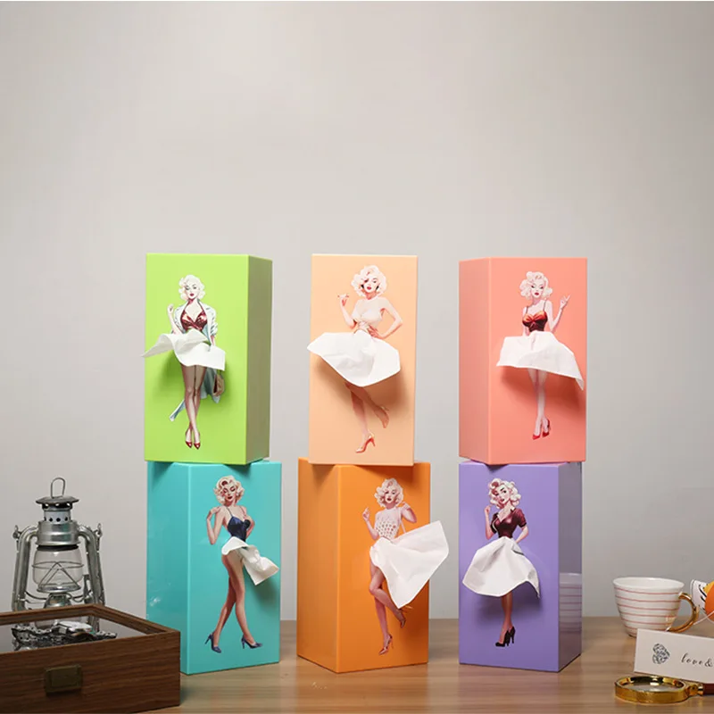 Cartoon Anime Girl Tissue Box Flying Skirt Tissue Box Puffy Skirt Girl Face Tissue Box Cute Desktop Decorative Ornaments