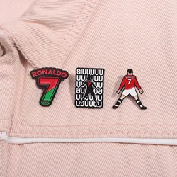 7th Football Player Enamel Brooch RONALDO Goalkeeper Creative Design Sport Metal Badge Clothe Punk Lapel Pin Jewelry Friend Gift