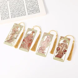 Alphonse Mucha Brass Metal Bookmark Pendant Bookclip Metal Page Mark Student Bookfriend Gifts Stationery School Office Supplies