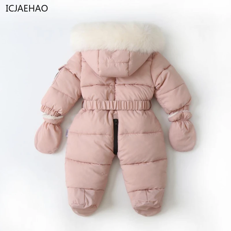 ICJAEHAO 2024 Fashion Letter Toddler Jumpsuit Baby Girl Hooded Zipper Romper with Belt Newborn Warm Babies Boys Thick Boutique