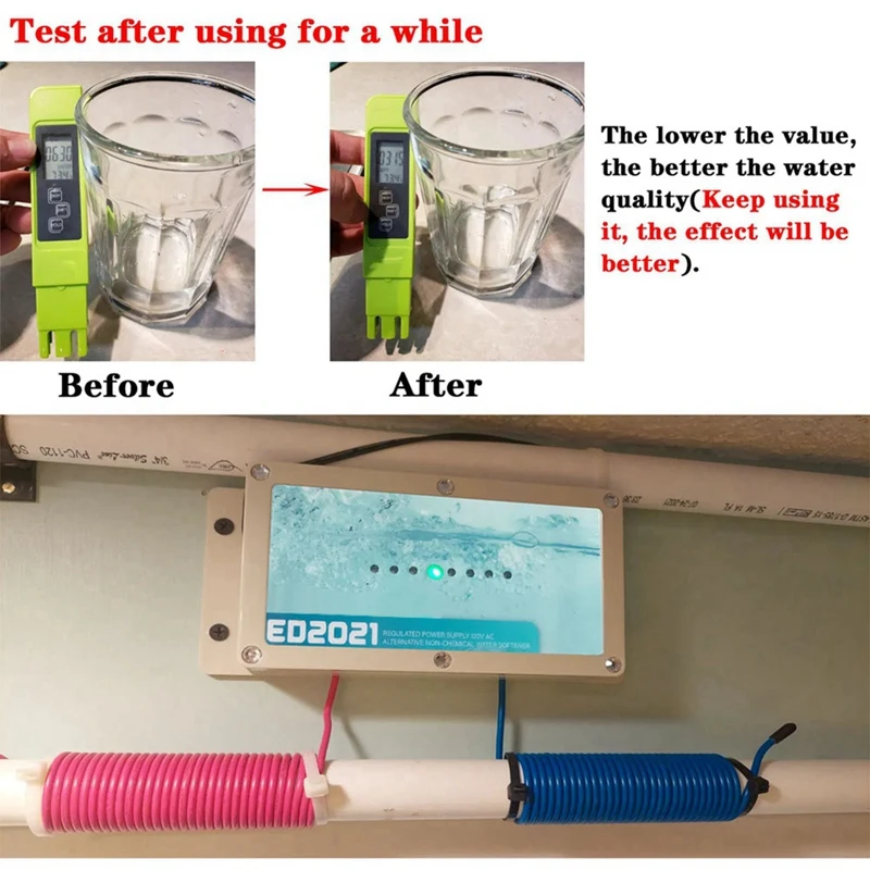 Electronic Descaling System Suitable For Various Pipes House Water Descaler Remove Limescale Prevent Deposits Build Up US Plug