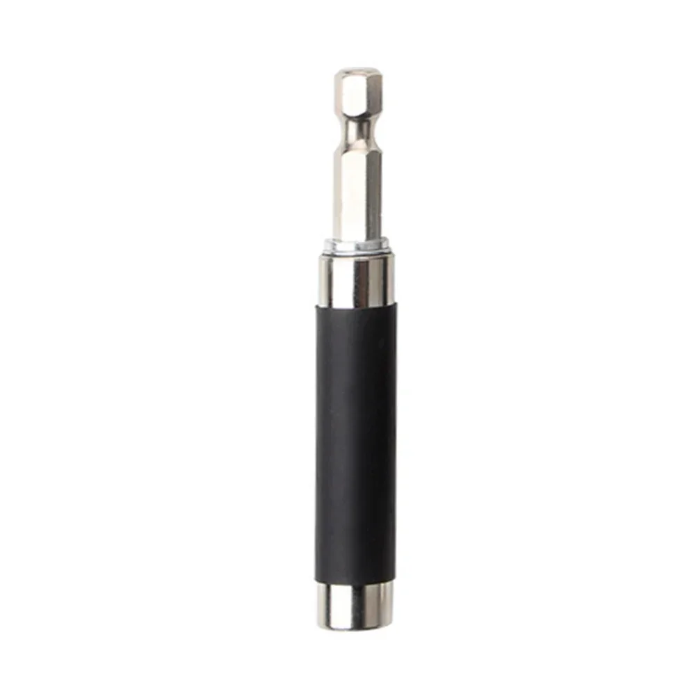 Magnetic Screwdriver Bit Holder  1/4 Inch Hexagon Handles Extension Tool  Non Retractable  Black + Silver  120mm Length 1