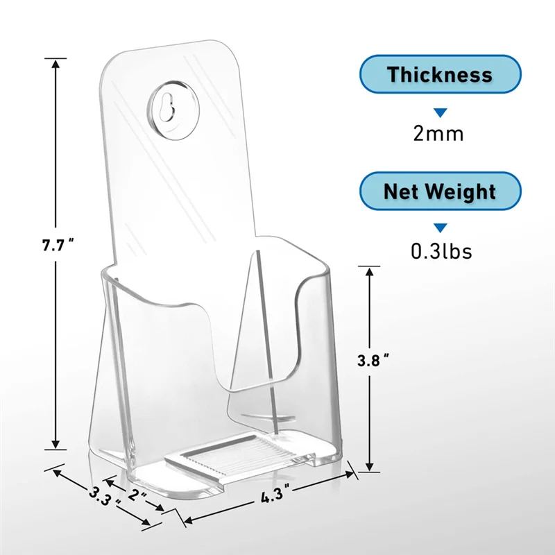 Acrylic Brochure Holder Slant Back Design, Clear Display Stand, Plastic Table Stand Sign Holder 2 Pack Durable Easy To Use