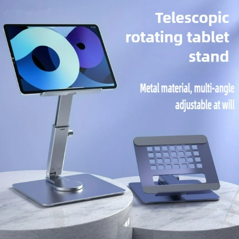 

For Tablet Stand Desktop Adjustable Folding Stand Portable Aluminum Telescopic Rotating Tablet Stand for Smartphone, Tablet PC