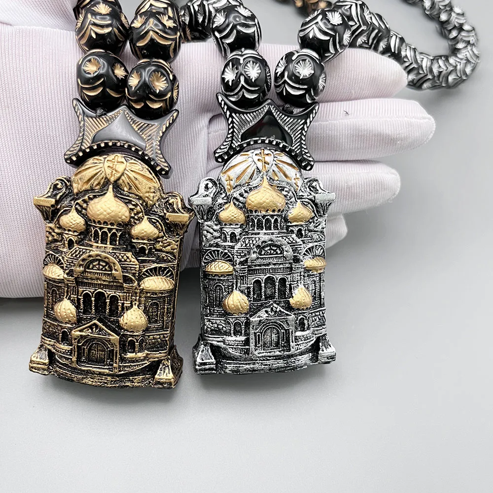 

GS126 Religion Pendant Exquisite Beading Car Rearview Mirror Deco Russian Palace Style Rosary Cross Orthodox Church Ornaments