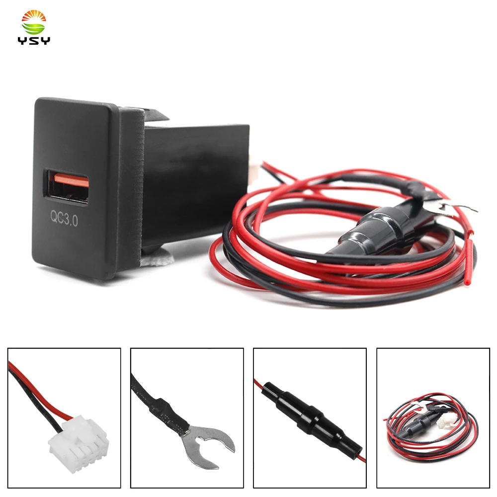 

YSY 1 шт. USB автомобильное зарядное устройство QC3.0 USB автомобильное зарядное устройство разъем 12 В 24 В адаптер питания для зарядки телефона для Toyota TS-02-U