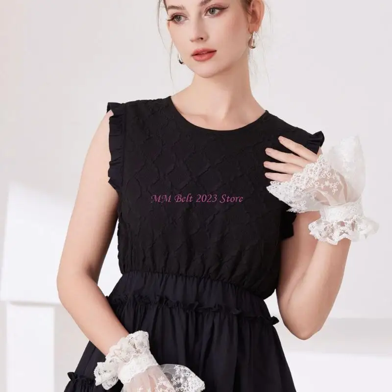 49ME Fashion Hand Sleeve Anime Lace Cuffs Women's Lace Short Wrist Cuffs for Party