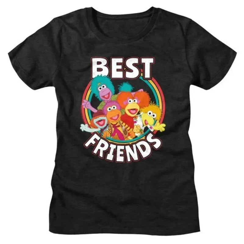 Fraggle Rock Beste Freunde frauen T Shirt Regenbogen Kreis Cartoon Jim Henson Grafik T Shirts Männer Kleidung Harajuku
