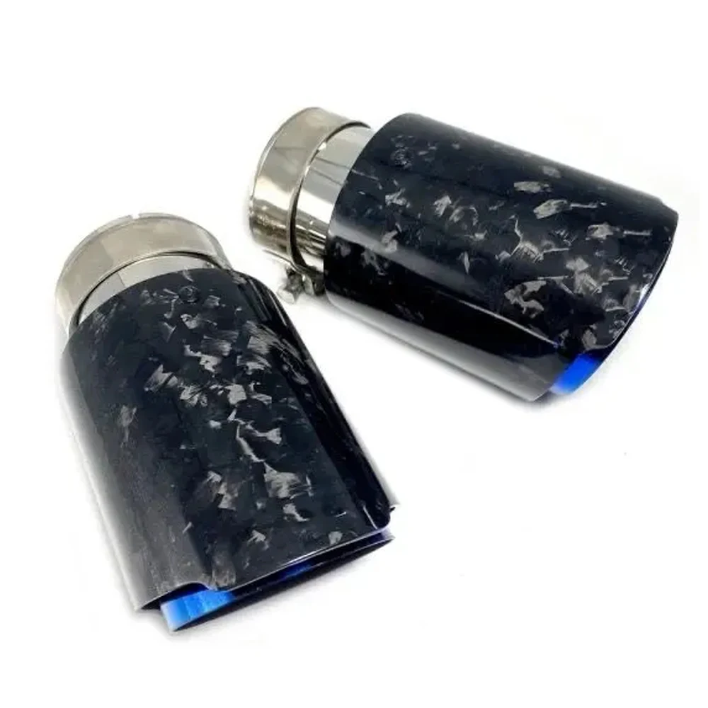 

1Pair Car Modification Exhaust Pipe Tail Throat Stainless Steel Marble pattern Exhaust Tip With Matt Carbon Fiber Muffler Tip