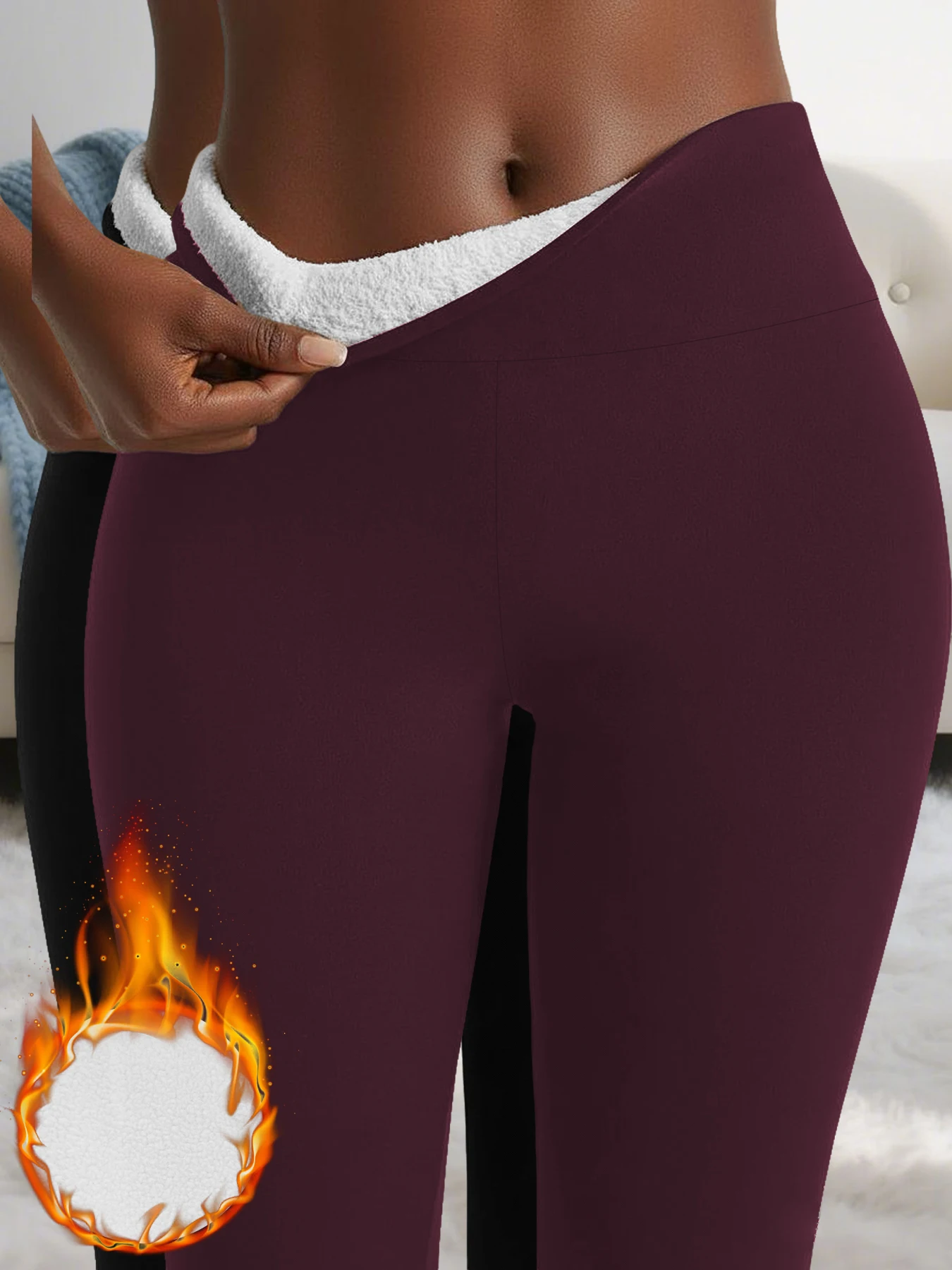 

2 Pack Women's high waisted fleece-lined leggings Features thick soft fabric tummy control and thermal warmth for winter workout