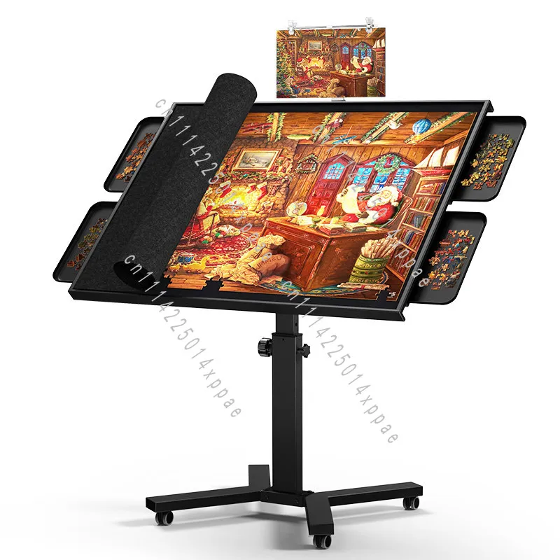 Adjustable Lift and Tilt,Puzzle Table with Drawer Cover, Premium Metal Ergonomic Table