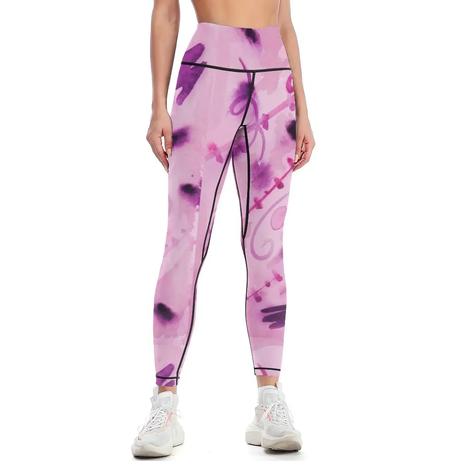 

Pink and purple abstract pattern | watercolor artwork Leggings Sweatpants Sports pants woman jogging pants Womens Leggings