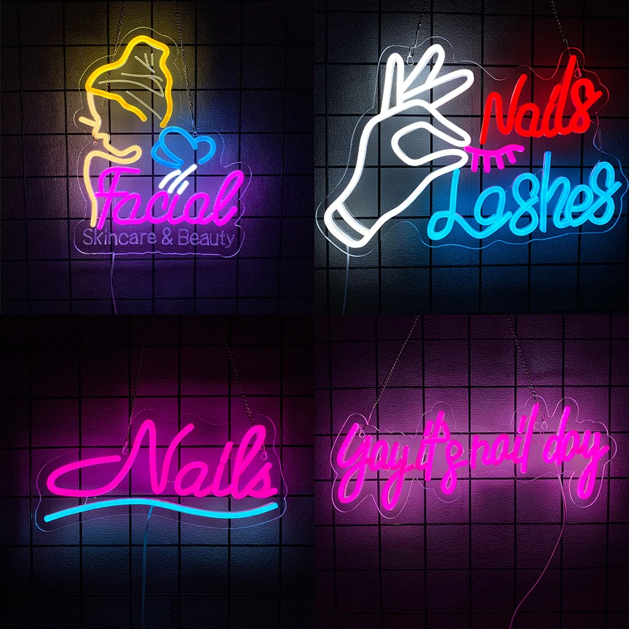 Facial Skincare&Beauty Neon Sign For Wall Decor,Led Neon Light For Beauty Room Decor,Eyelash Room,Bedroom,Gifts For Friends
