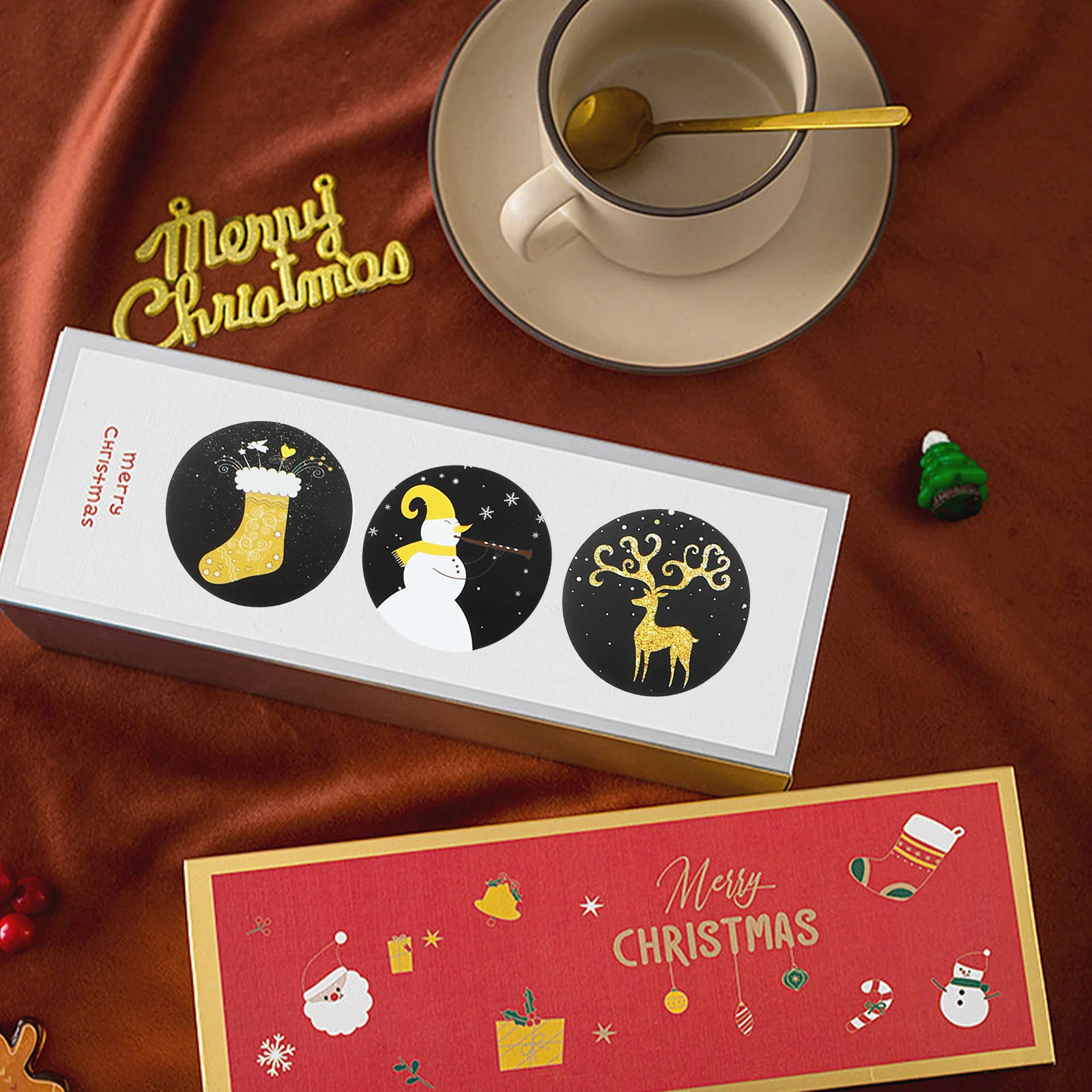 

1 Roll Christmas Stickers Hand-Made Decorative Seal Sticker Gift Box Sealing Labels Xmas Gift Box Stickers Party Sealing Decals