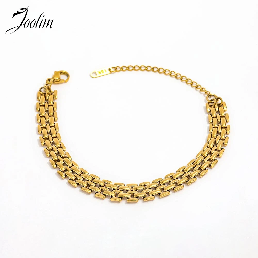 

Joolim Jewelry Wholesale High End PVD Waterproof Fashion Versatile Chunky Watchband Chain Stainless Steel Bracelet for Women