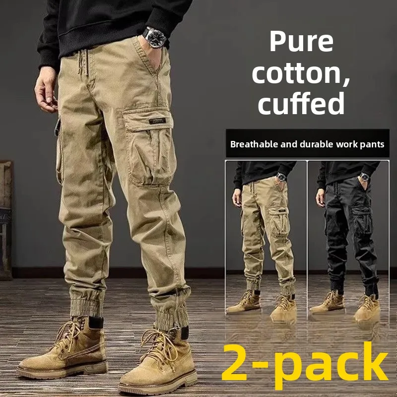 

Ретро-японские уличные рабочие брюки для мужчин, весенне-осенние, износостойкие, прочные, с множеством карманов, свободного кроя, длинные штаны