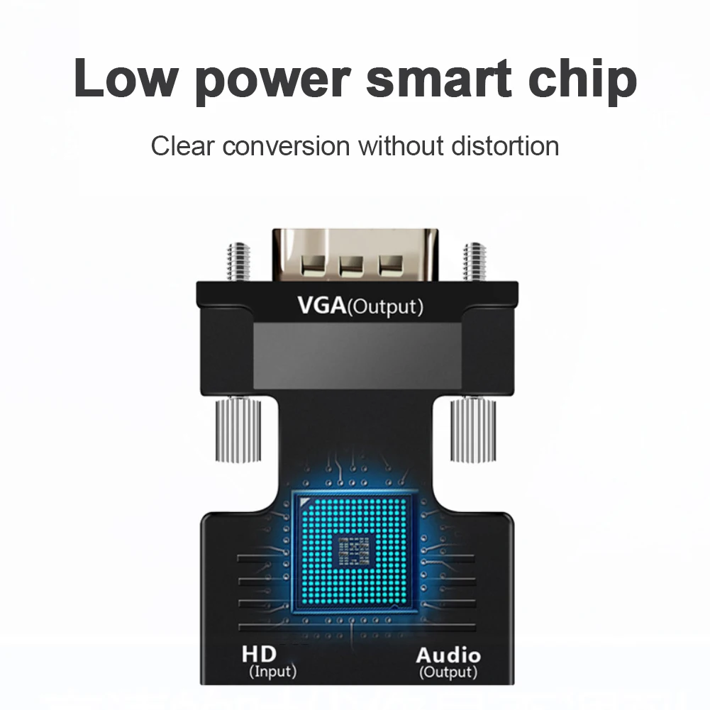 Ultra-small 1080P HD VGA To HDMI-compatible Adapter With 3.5mm Audio Cable To HDTV Projector Video Audio Converter For PC Laptop