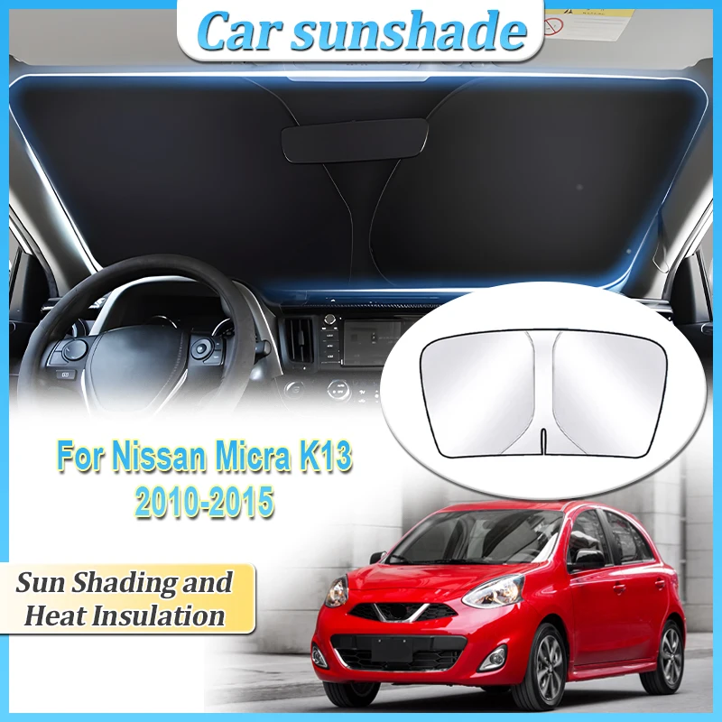 

Front Windshield Sunshade For Nissan Micra March K13 2010 2011 2012~2015 Anti-UV Car Sun Protection Steel Ring Auto Accessories