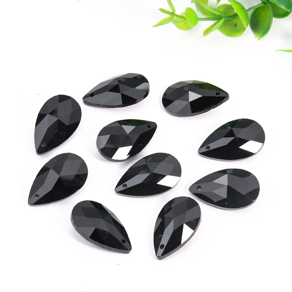 Muy Bien 5PCS Black Teardrop Crystal Glass Bead Chandelier Parts Suncatcher Prism Hanging Curtain Pendant for DIY Jewelry Making