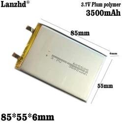 85*55*6mm 3.7V polymer lithium battery 605585 3500mAh flat panel mobile power battery For  LED light GPS positioning battery