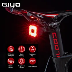 Bicycle Smart Auto Brake Sensing Light Waterproof USB C Charging LED Cycling Taillight Bike Rear Light Accessories