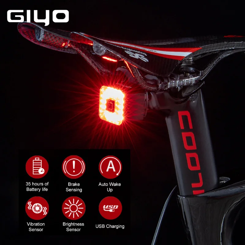 Bicycle Smart Auto Brake Sensing Light Waterproof USB C Charging LED Cycling Taillight Bike Rear Light Accessories