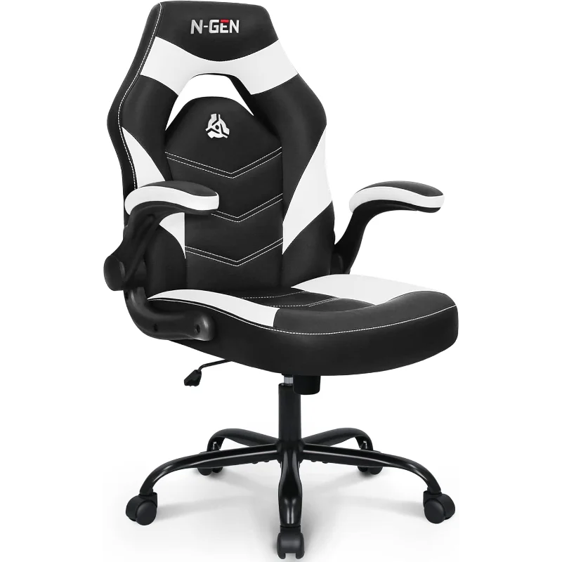 

N-GEN Video Gaming Computer Chair Ergonomic Desk Office Chair for Adults with Lumbar Support Flip-Up Arms Adjustable Height
