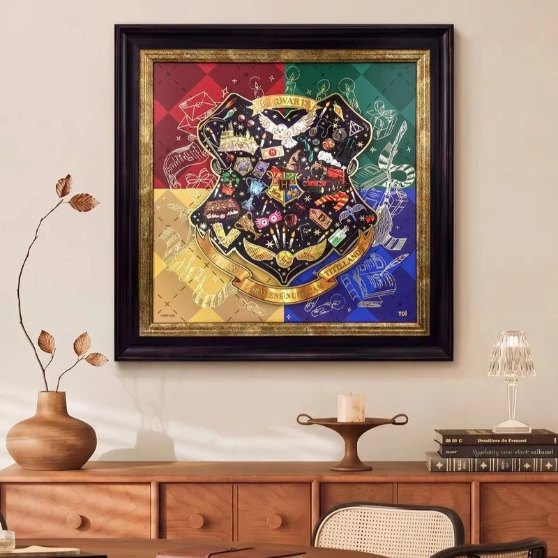 Toi Harry Potter Jigsaw Puzzle Hogwarts Pattern Wooden Diy Handmade Toy With Frame For Adult Home Wall Decoration