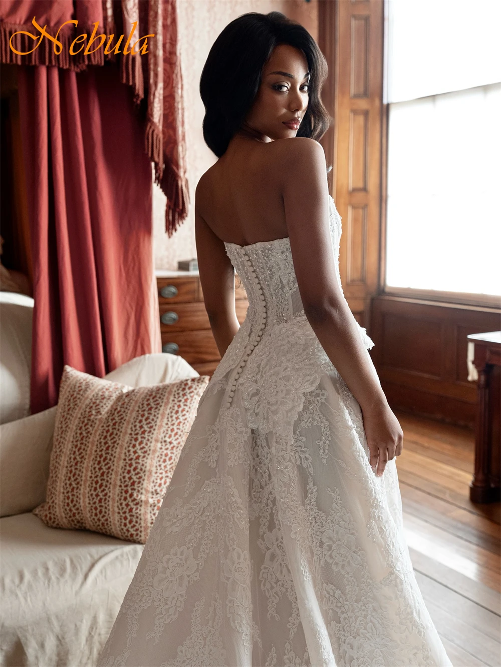 Vestido De Novia De Organza blanco bohemio personalizado, vestidos De Novia formales sin tirantes sin mangas, Vestido De Novia suave De corte en A con tren capilla