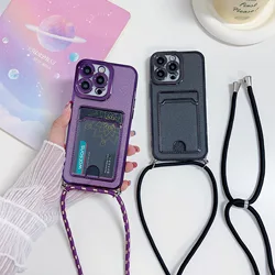 Lanyard Necklace Wallet Card Holder Phone Case For Samsung S23 S22 S21 S20FE A54 A14 Note 20 Ultra 10 A33 A52 A72 A32 A53 Cover