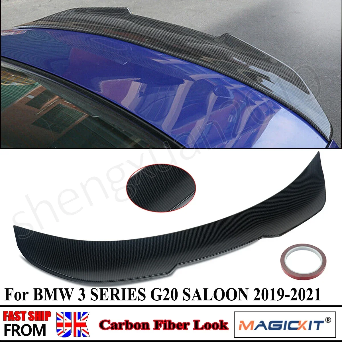 MagicKit Rear Trunk Spoiler FOR BMW 3 SERIES G20 M3 2019-2022 PSM STYLE REAR BOOT SPOILER LIP CARBON FIBER LOOK CAR Accessories