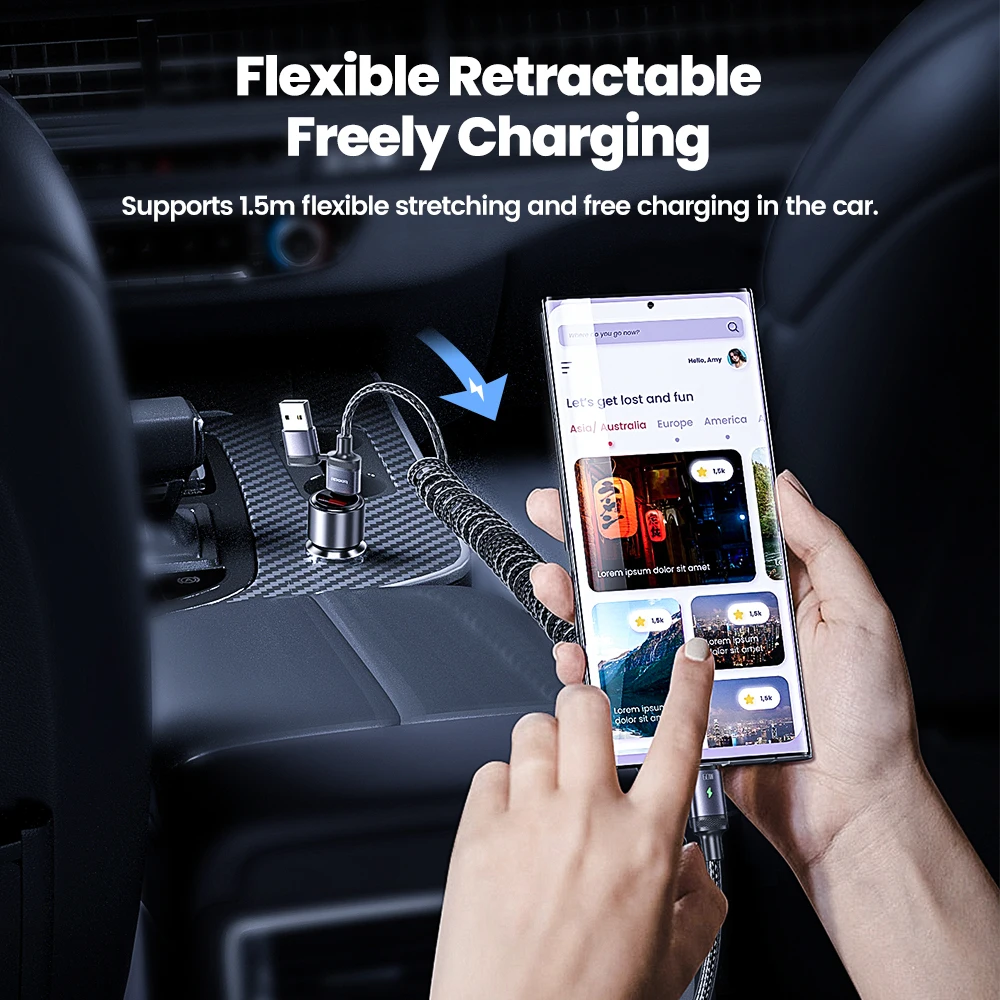 Toocki 2 in 1 Type C Cable to USB C iP Spring Data Cord for iPhone 15 Pro Max 20W 60W Fast Charging Wire for Samsung Xiaomi POCO