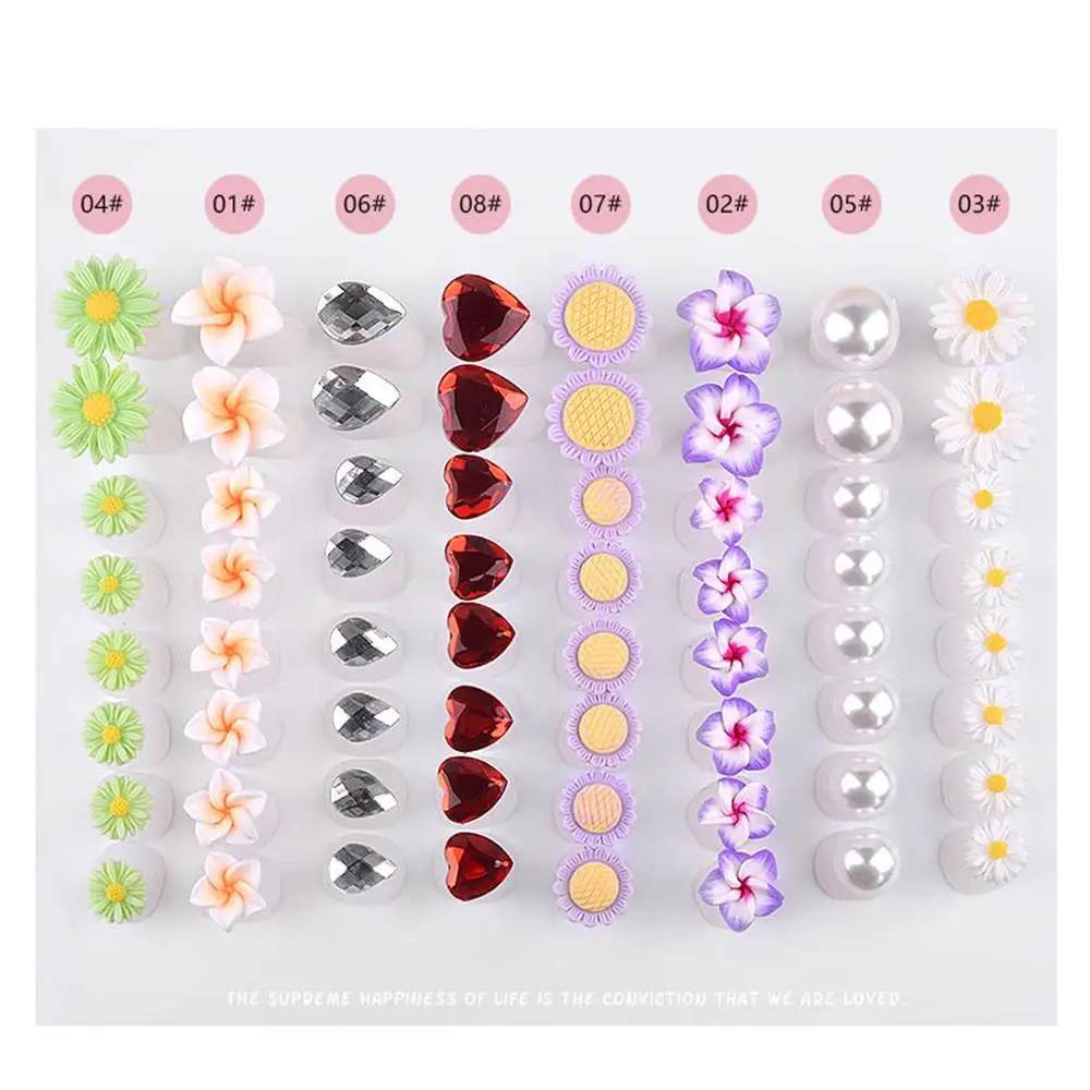 8 Pcs Comfortable Crystal Diamond Waterdrop Toe Silicone Separator Pedicure Tool Flower