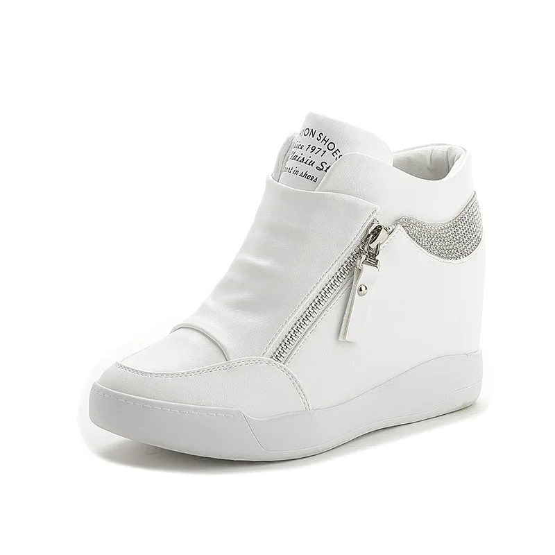 Rhinestone Sneakers Elevator Shoes Wedges Shoes For Women Increase Within Casual Shoes Women Black Sneakers Chaussures Femme