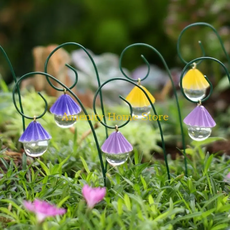 F26C 9Pieces Creative Umbrella Beads Flower Stake 18Cm High Resin Flower Inserts For Outdoor Garden Backyard Lawn Decoration