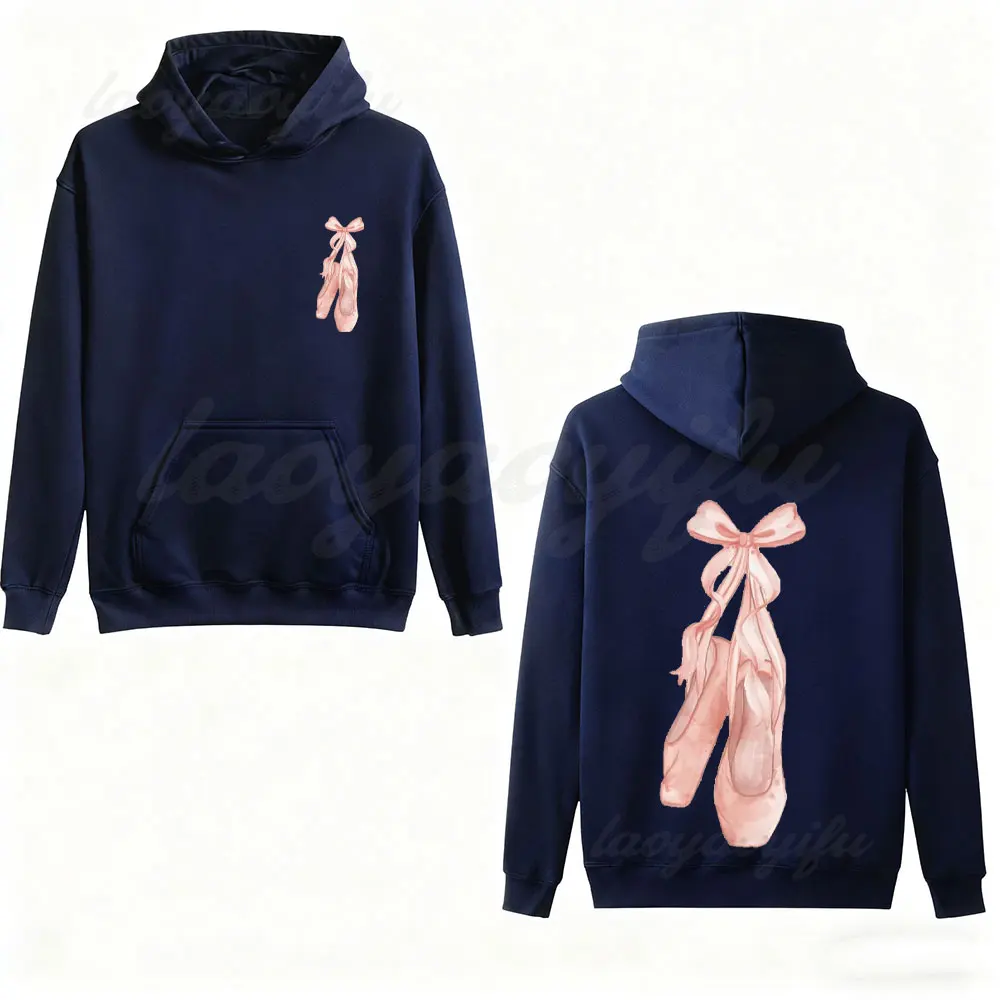 Coquette Ballerina Sweatshirt Ballet Pointe Shoes Pink Bow Girly Aesthetic Crewneck Dance Lover Gift Winter Clothes Women Tops