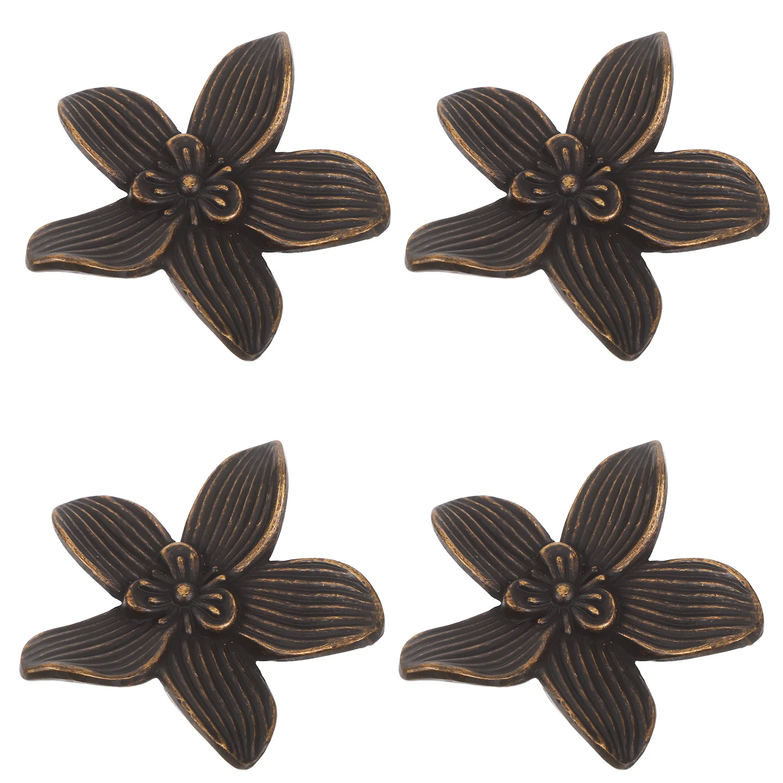 

4 шт., винтажные ручки для выдвижных ящиков в стиле ретро, лепестковая форма цветка, ручки для шкафа из цинкового сплава, дверная ручка с одним отверстием, декоративная фурнитура