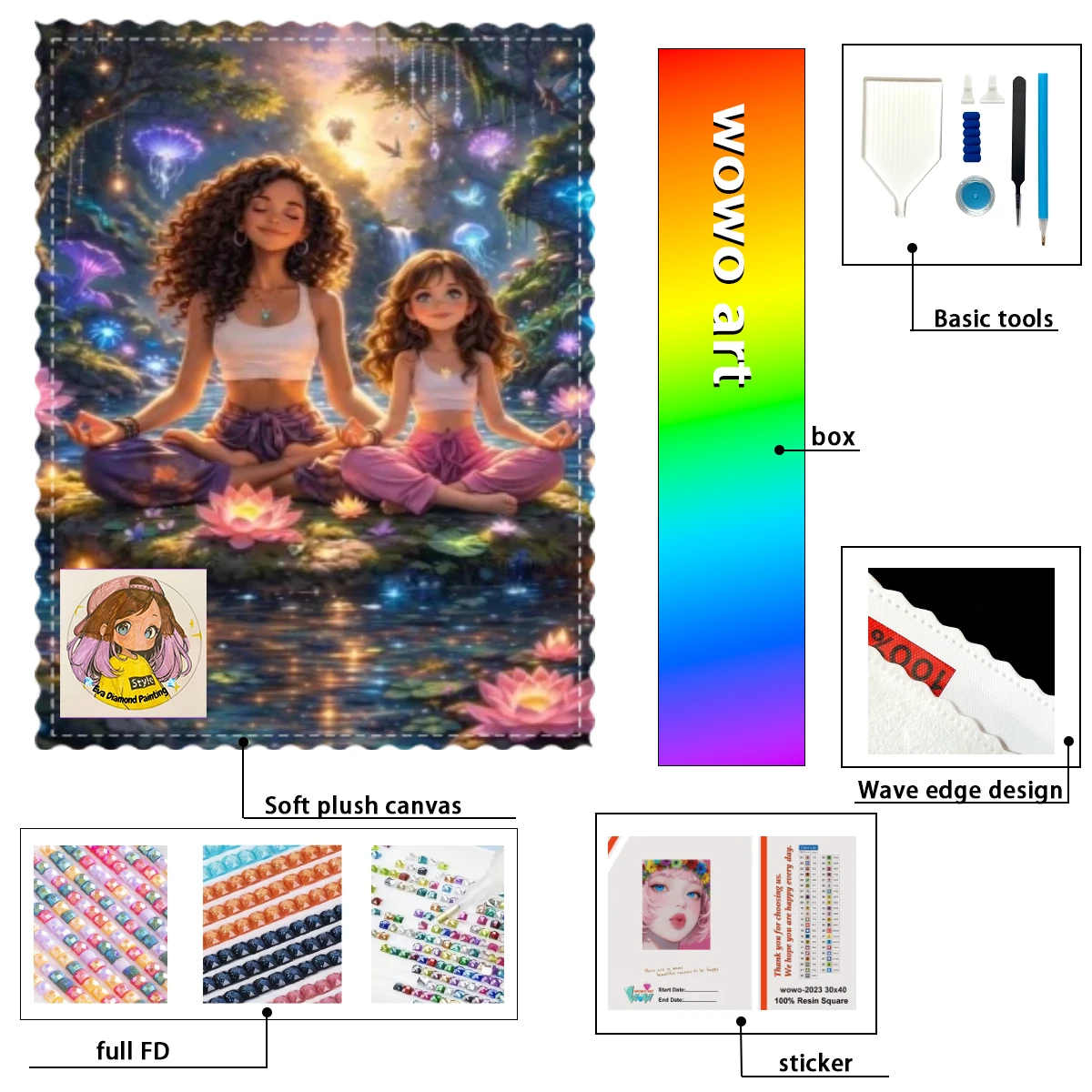 

【eva Diamond Art】Madre e hija en la meditación 100% resin FD+ab+yg Diamond Stamping Kit Perfect Masterpiece worth Buying