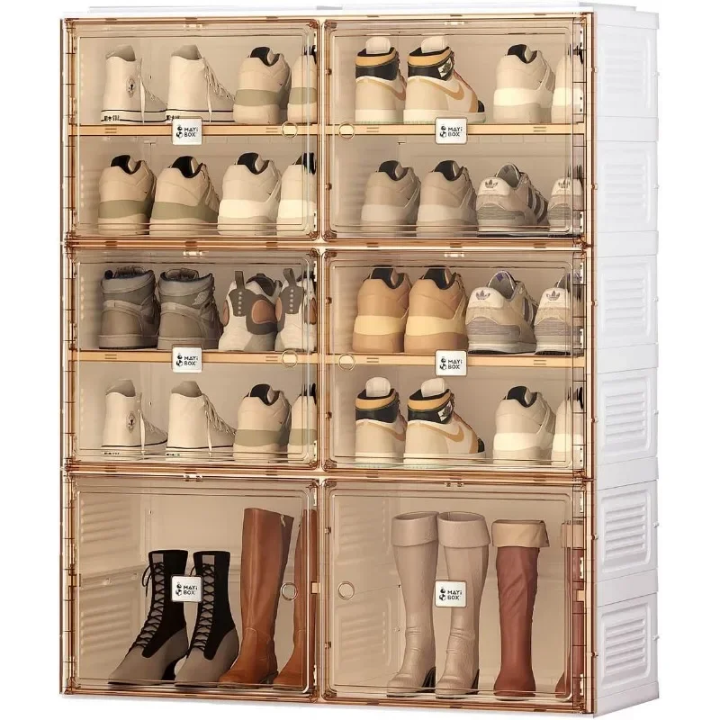 Meuble à chaussures portable T1, armoire à chaussures empilable avec porte transparente magnétique