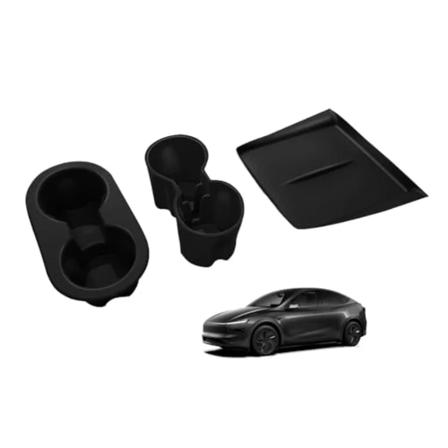 

for 2026+ Model Y Juniper Refresh 3PCS Interior Protection Set Front and Rear Center Console Cup Holder Inserts + Charger Pad C
